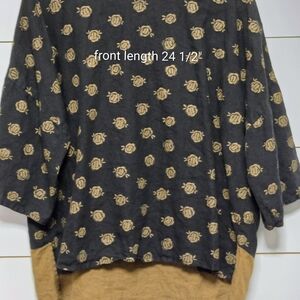 XL Gudrun Sjoden Black and Tan Linen Top